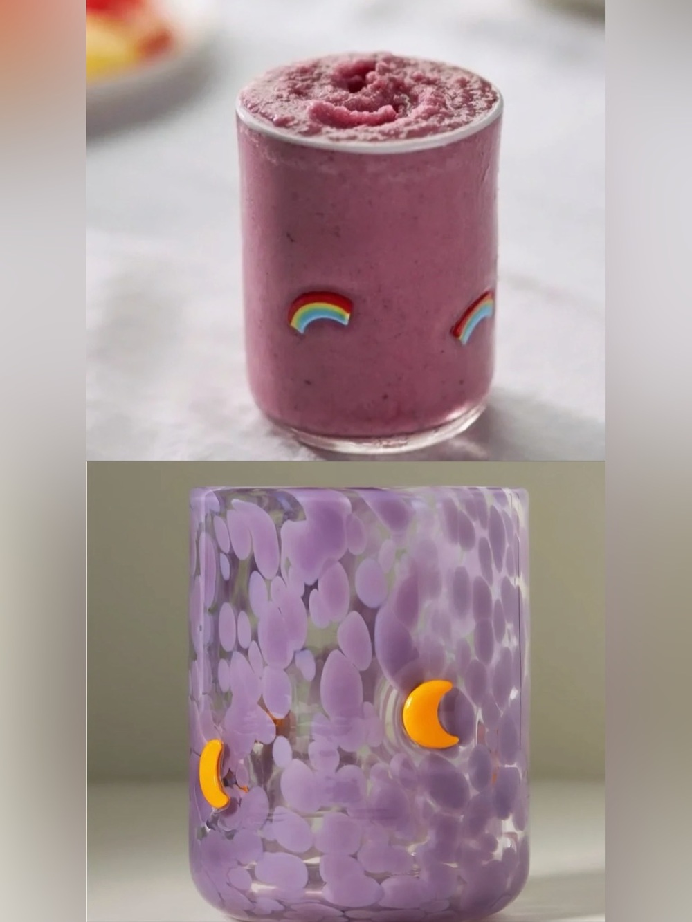 Anthropologie Icon Juice Glass: Rainbow & Moon